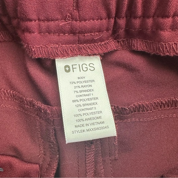 Figs Technical Collection Jogger Scrub Pants. Maroon. XS - Picture 5 of 8